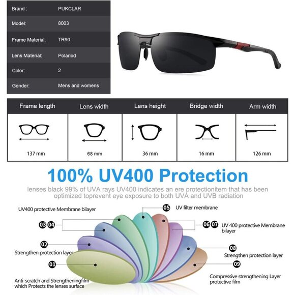 Mens Gray Lens Al-Mg Metal Frame Polarized Fishing Cycling Golf Goggles - Picture 6 of 8